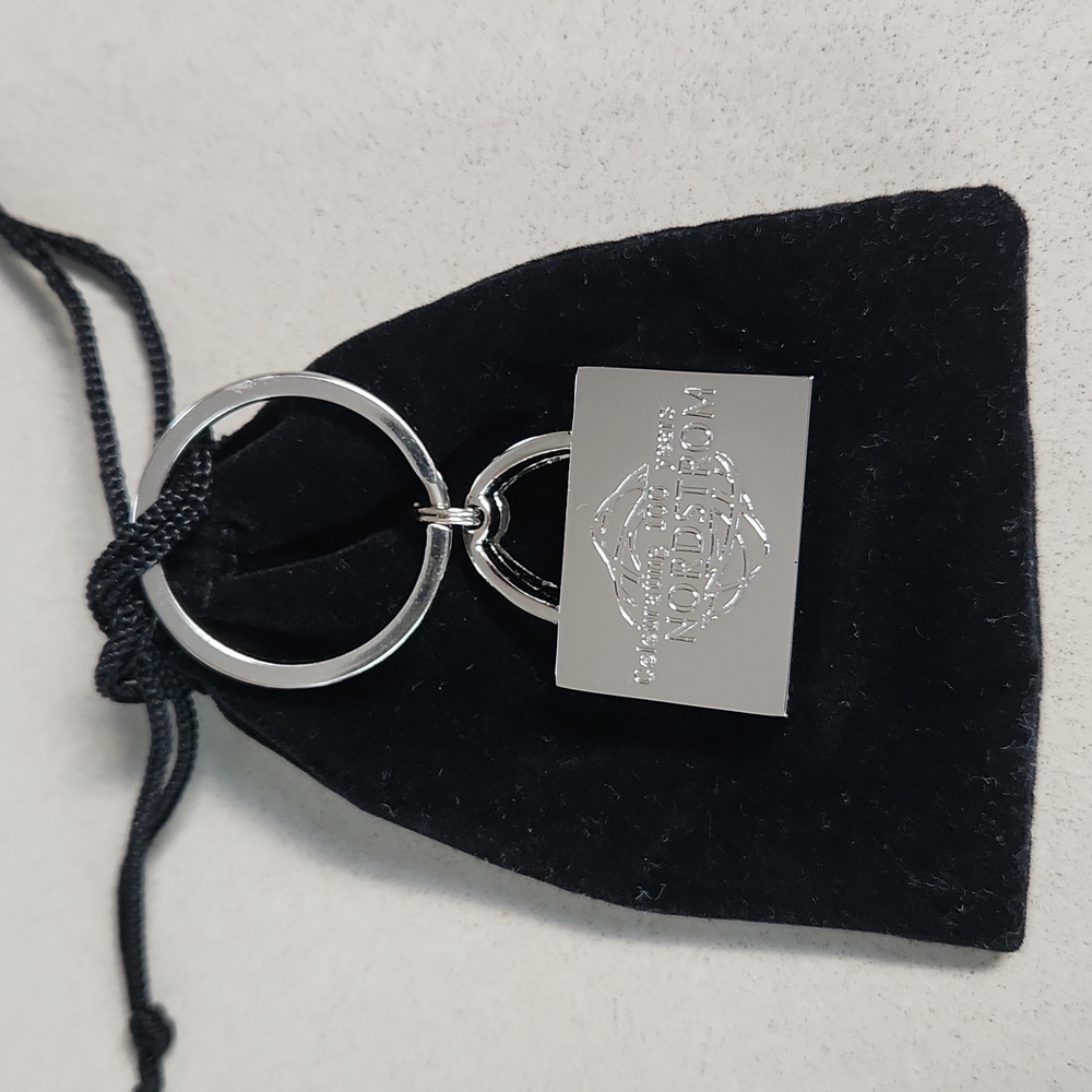 Nordstrom Silver 100 Year Anniversary Keychain with Pouch **NEW